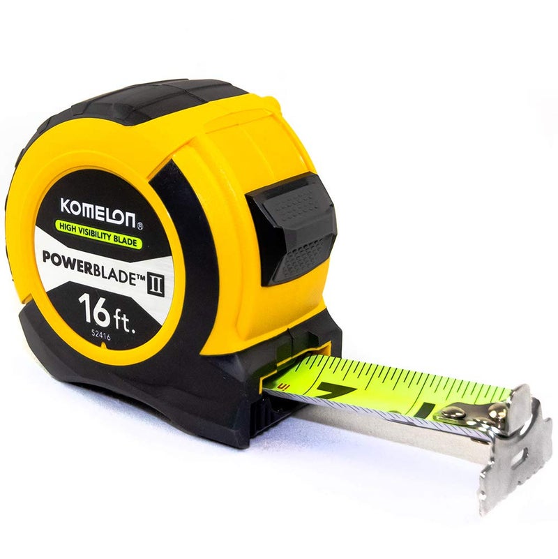 Komelon 52416; 16' x 1.06" Powerblade II Tape Measure, ABS Case, Yellow/Black, Small - Image 1